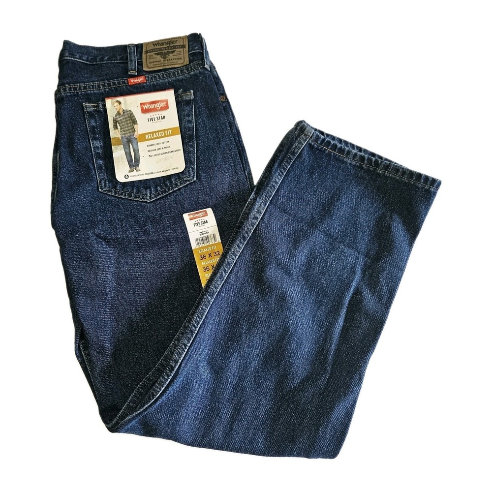 NWT Wrangler Mens Five Star Premium Denim Relaxed Fit Jeans Size 36x32